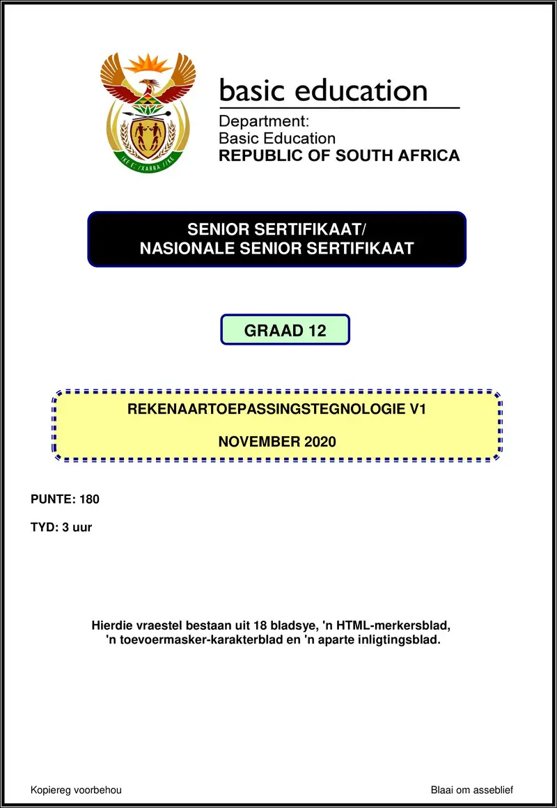 Computer Application Technology P1 Nov 2020 Afr Gr12