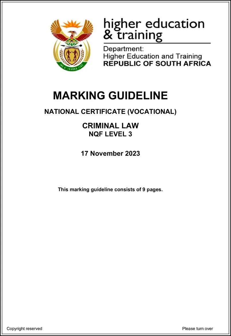 Nc710 Criminal Law L3 Nov Memo 2023