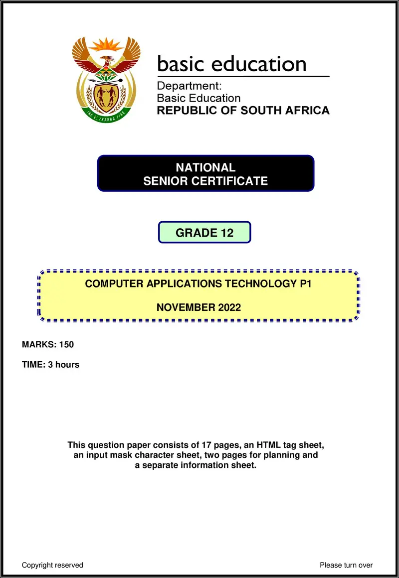 Computer Applications Technology P1 Nov 2022 Eng Gr12