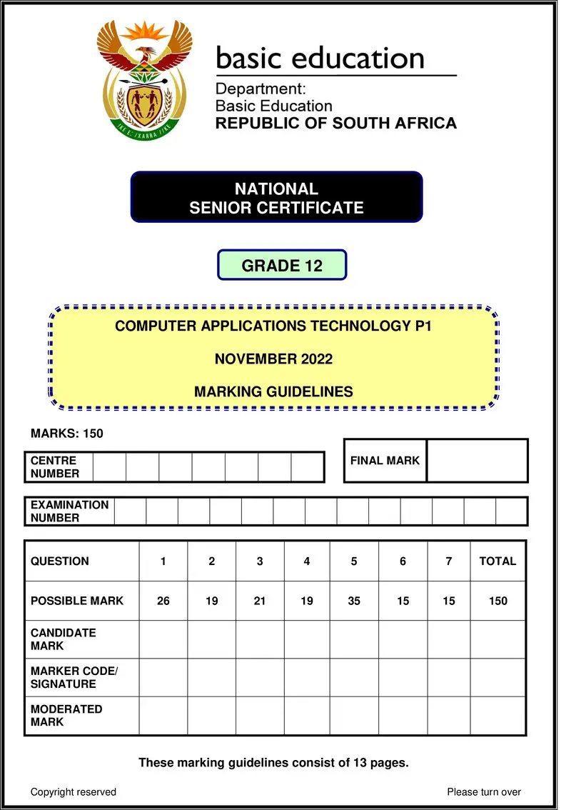 Computer Applications Technology P1 Nov 2022 Mg Eng Gr12