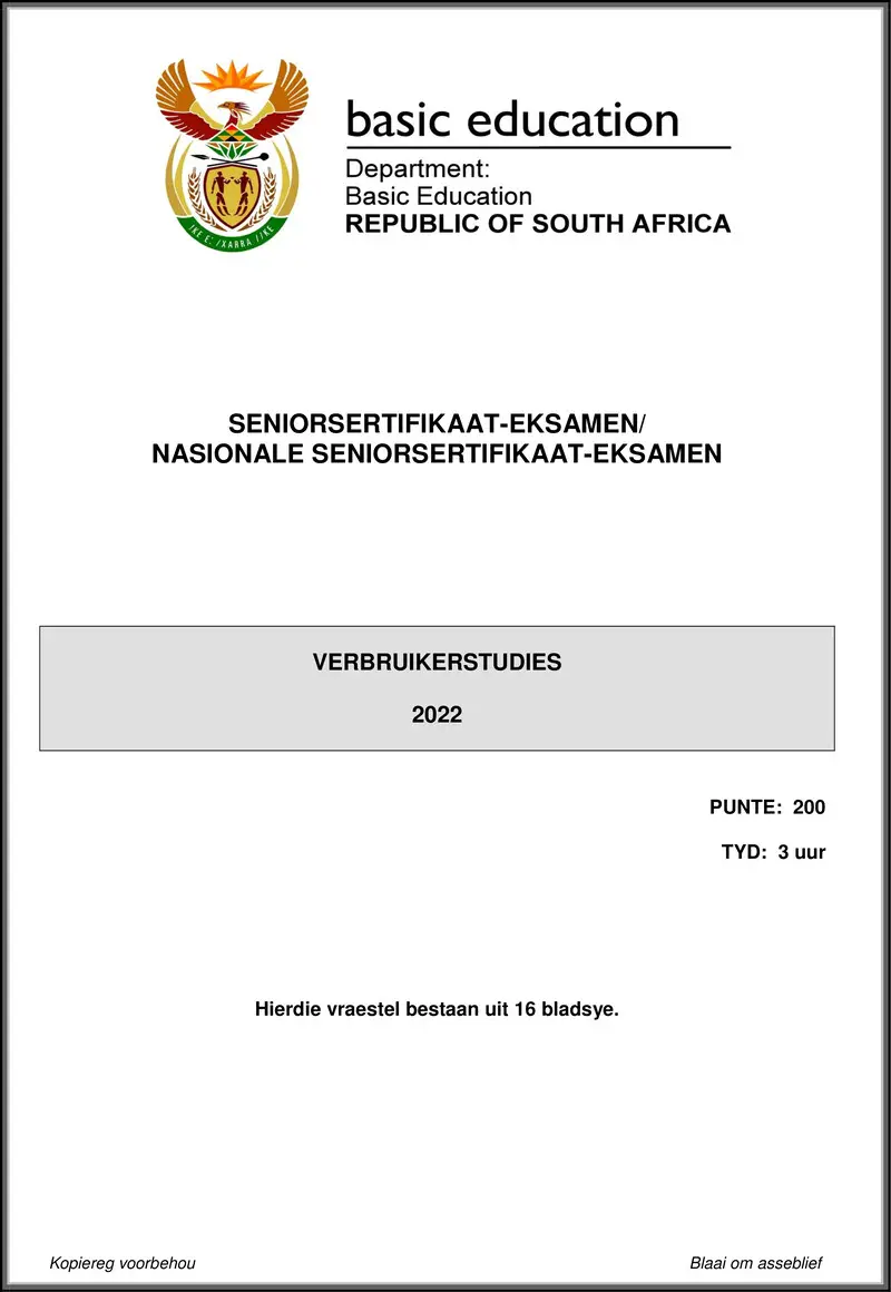 Consumer Studies May June 2022 Afr Gr12