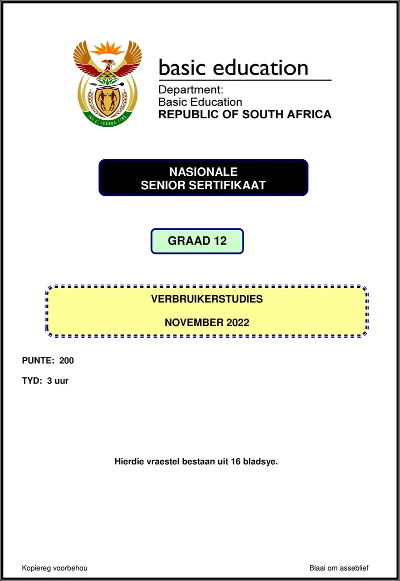 Consumer Studies Nov 2022 Afr Gr12