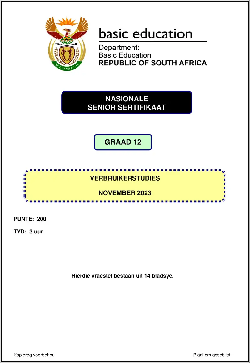 Consumer Studies Nov 2023 Afr Gr12