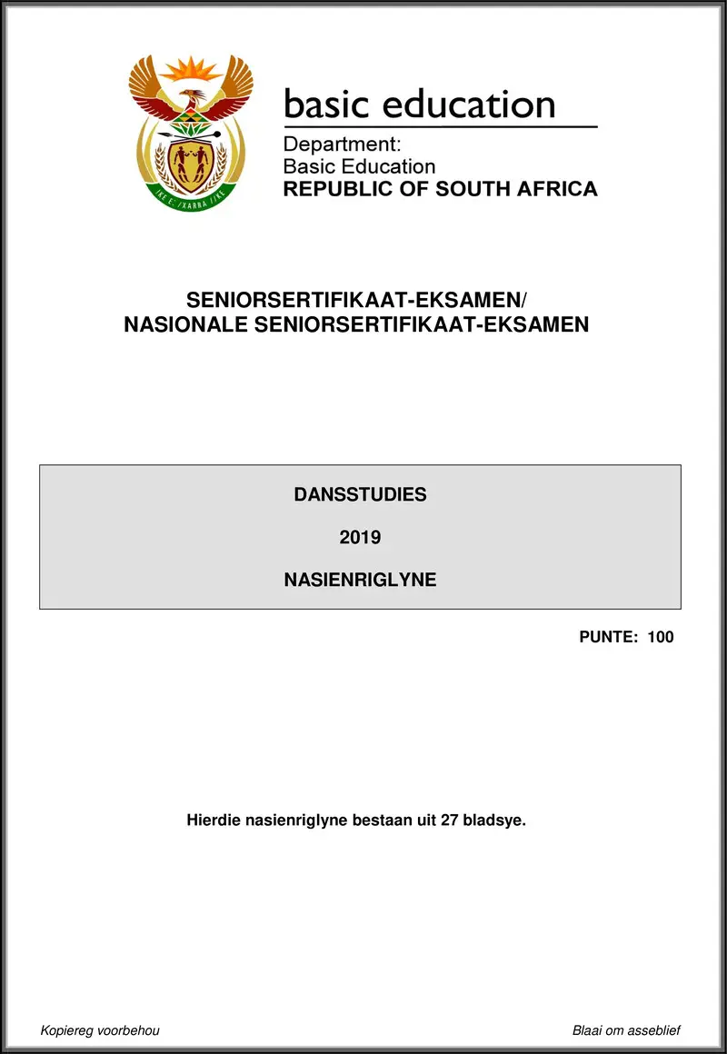 Dance Studies May June 2019 Memo Afr Gr12