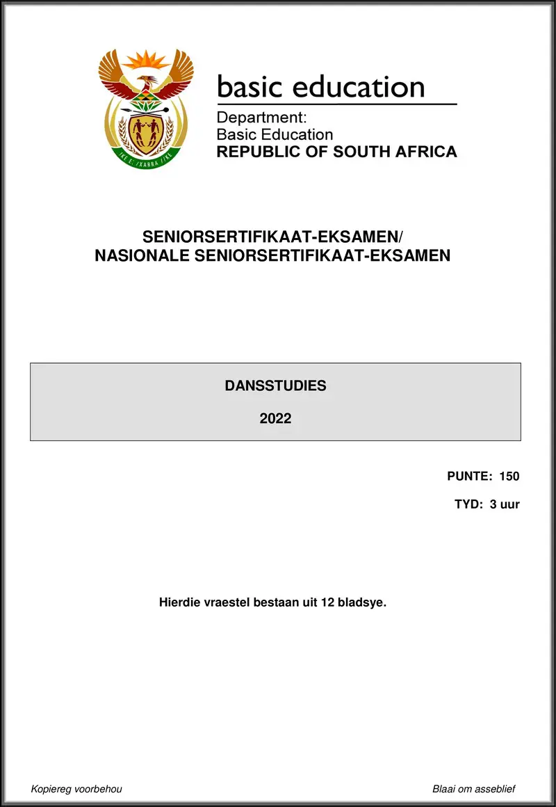 Dance Studies May June 2022 Afr Gr12