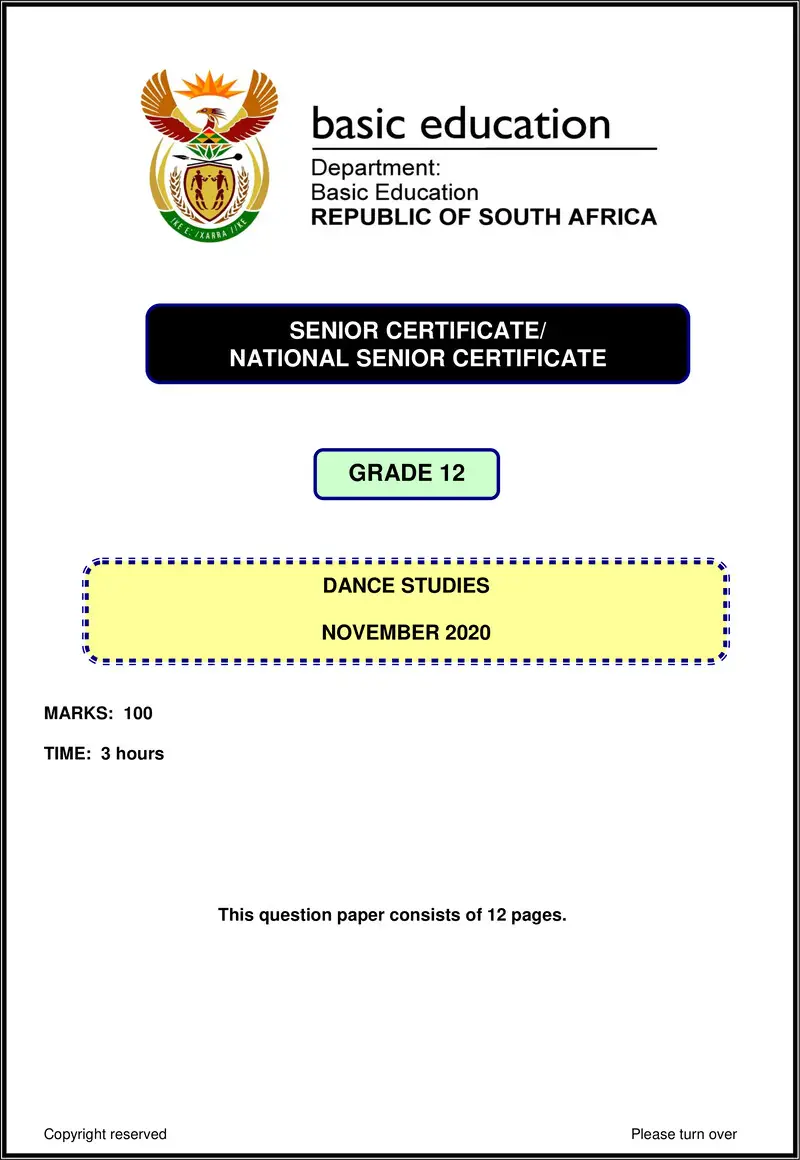 Dance Studies Nov 2020 Eng Gr12