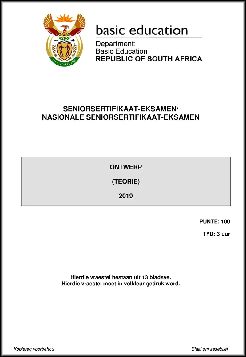 Design P1 May June 2019 Afr Gr12