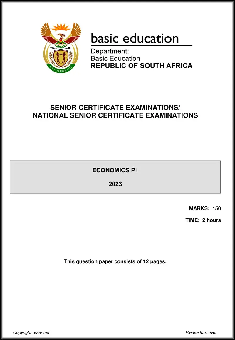 Grade 12 Economics past paper 2023 – economics p1 may june 2023 eng gr12