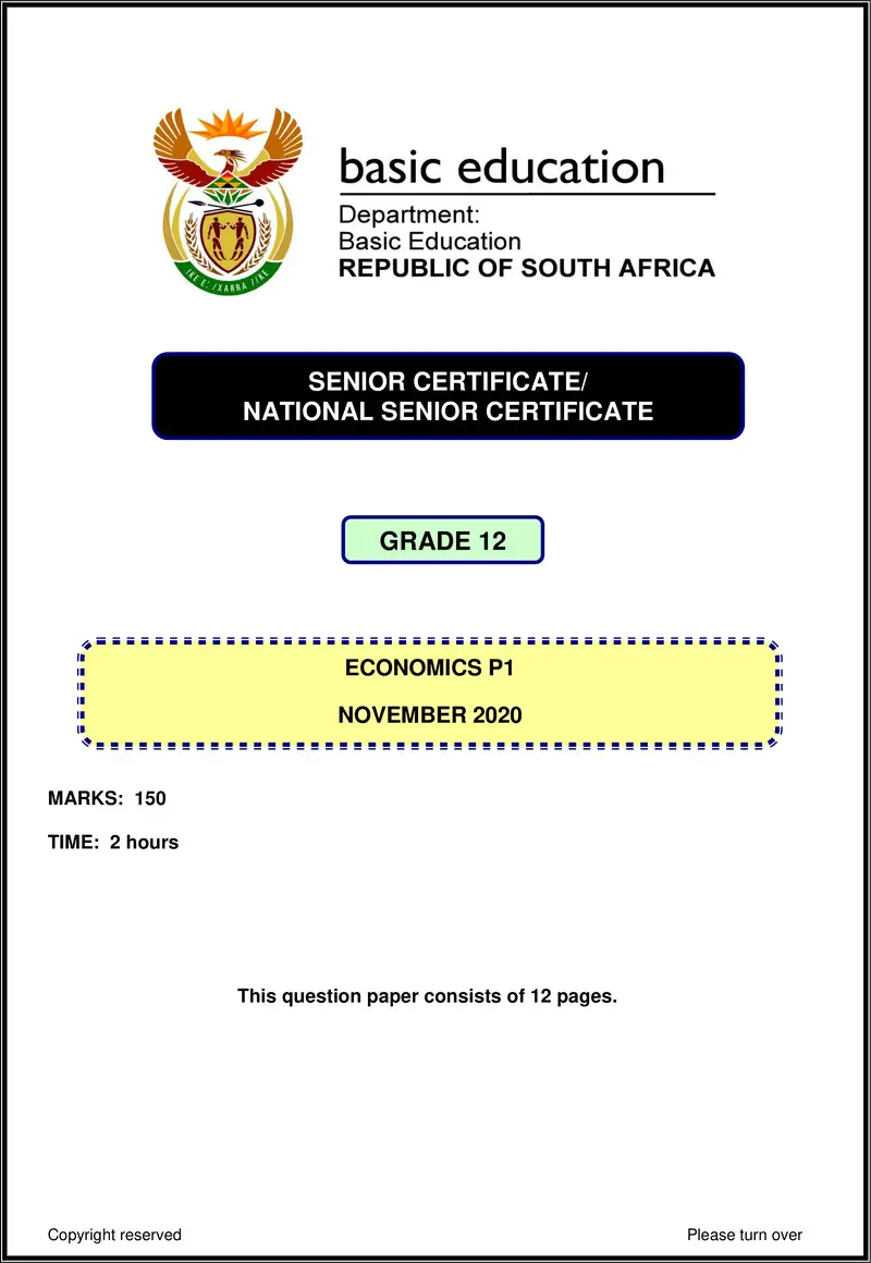 Economics P1 Nov 2020 Eng Gr12