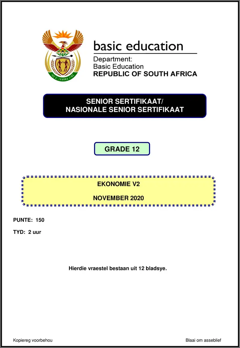 Economics P2 Nov 2020 Afr Gr12