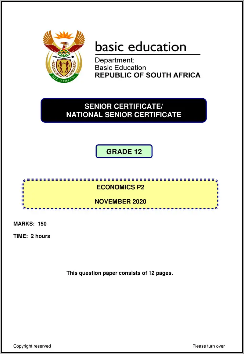 Economics P2 Nov 2020 Eng Gr12