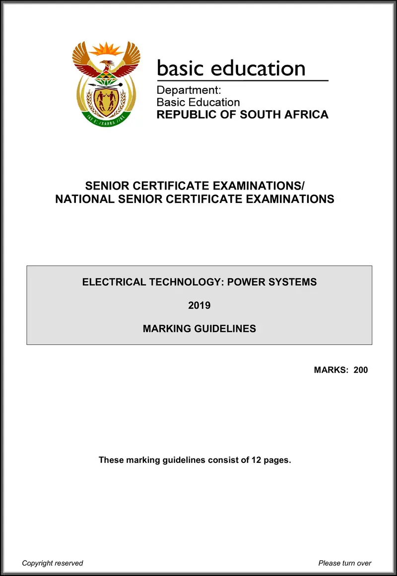Electrical Technology May June 2019 Power System Memo Eng Gr12
