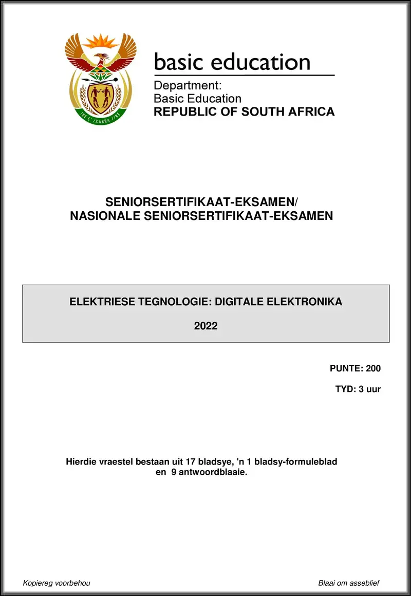Grade 12 Electrical Technology past paper 2022 – electrical technology may june 2022 digital afr gr12