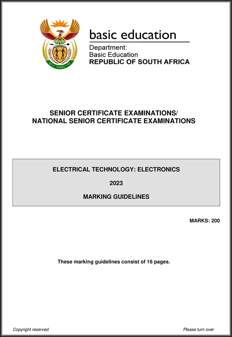 Grade 12 Electrical Technology past paper 2023 – electrical technology may june 2023 electronics mg eng gr12
