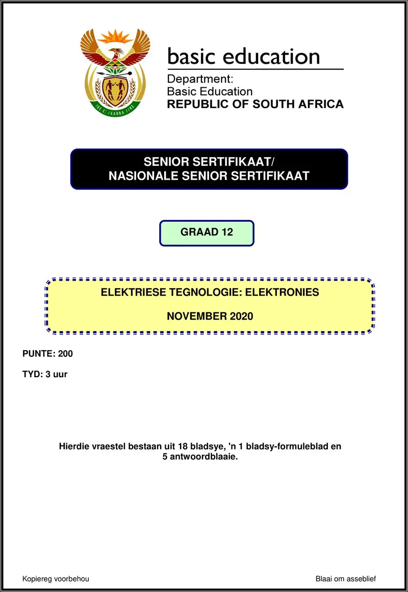 Electrical Technology Nov 2020 Electronics Afr Gr12
