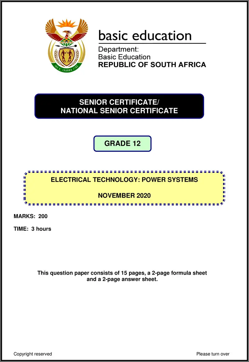Electrical Technology Nov 2020 Power Systems Eng Gr12