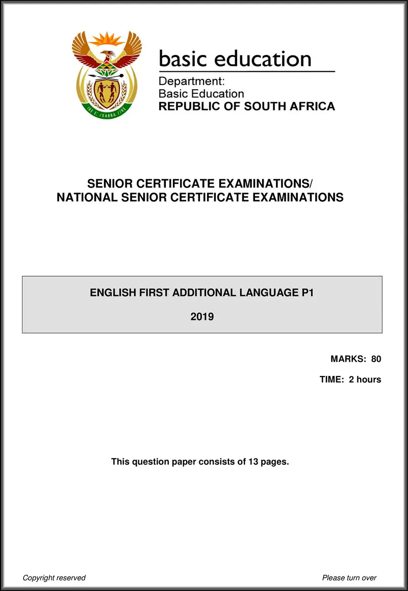 English Fal P1 May June 2019 Gr12