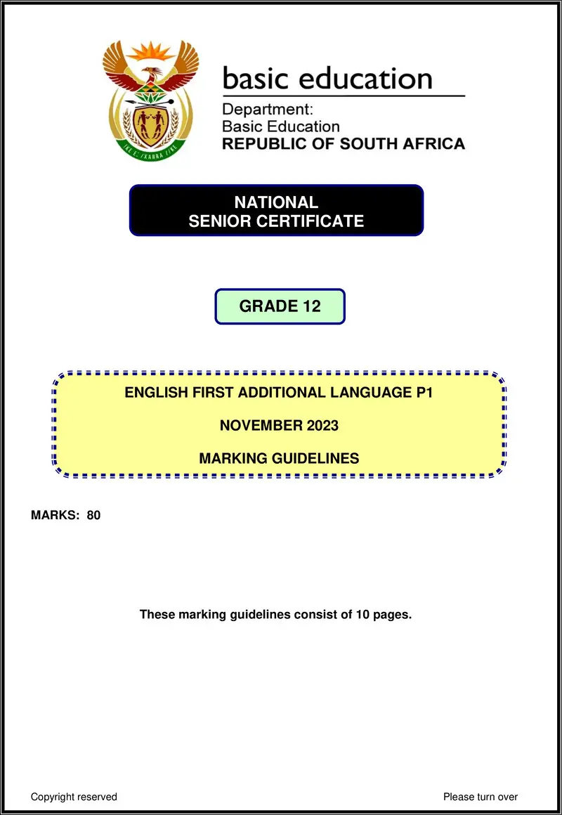 Grade 12 English past paper 2023 – english fal p1 nov 2023 mg gr12