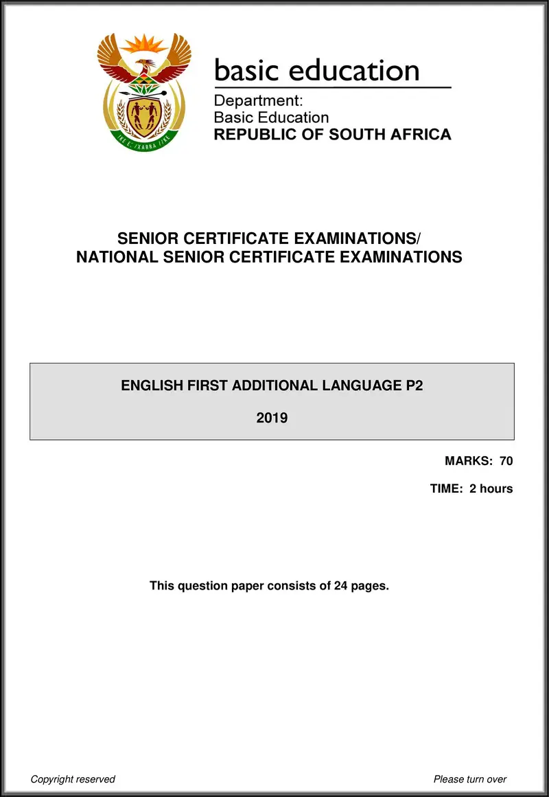 English Fal P2 May June 2019 Gr12