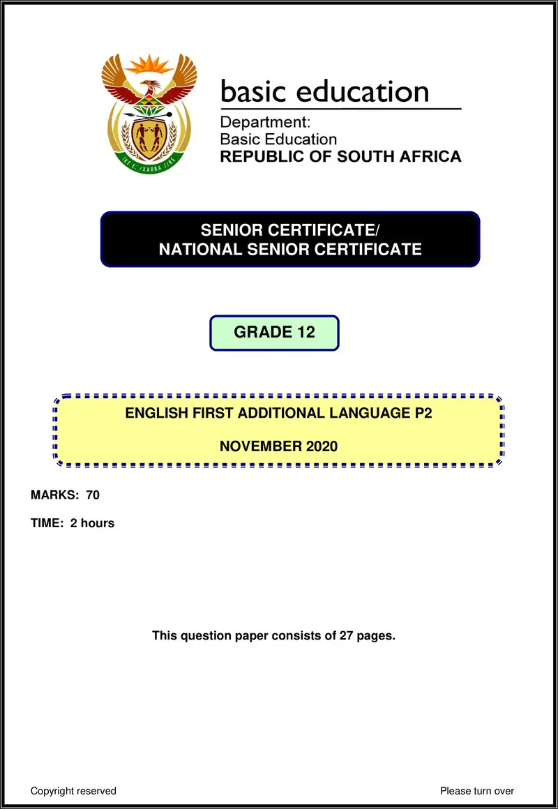 English Fal P2 Nov 2020 Gr12