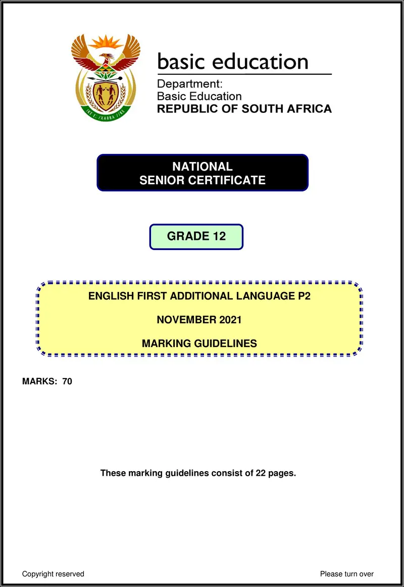 Grade 12 English past paper 2021 – english fal p2 nov 2021 mg gr12