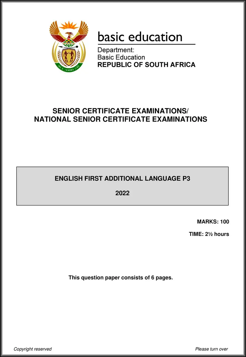 English Fal P3 May June 2022 Gr12