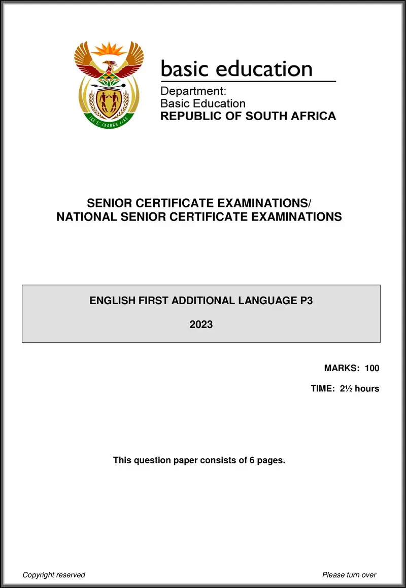 English Fal P3 May June 2023 Gr12