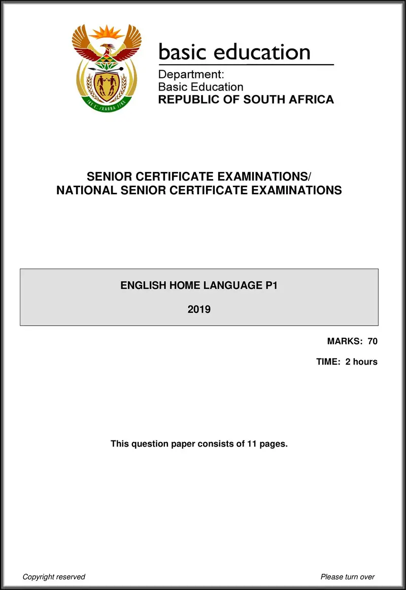 English Hl P1 May June 2019 Gr12