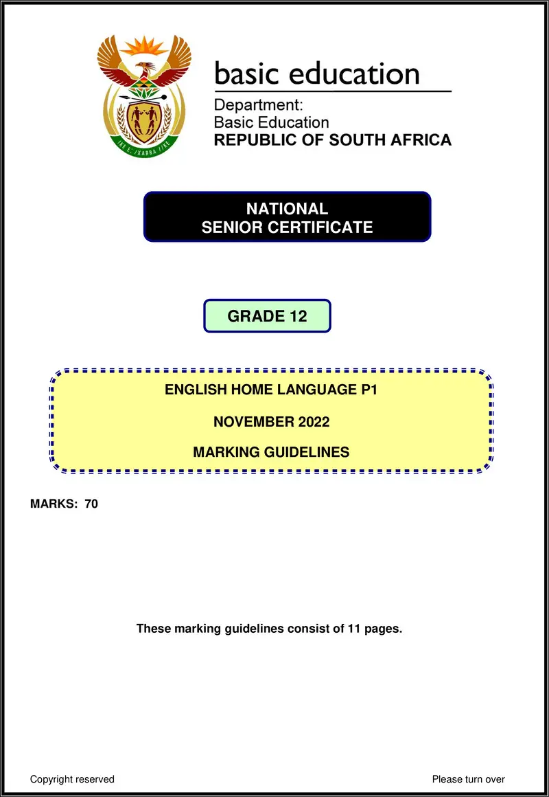 Grade 12 English past paper 2022 – english hl p1 nov 2022 mg gr12