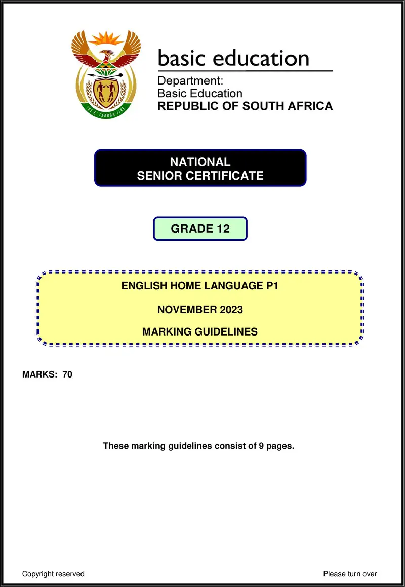 Grade 12 English past paper 2023 – english hl p1 nov 2023 mg gr12