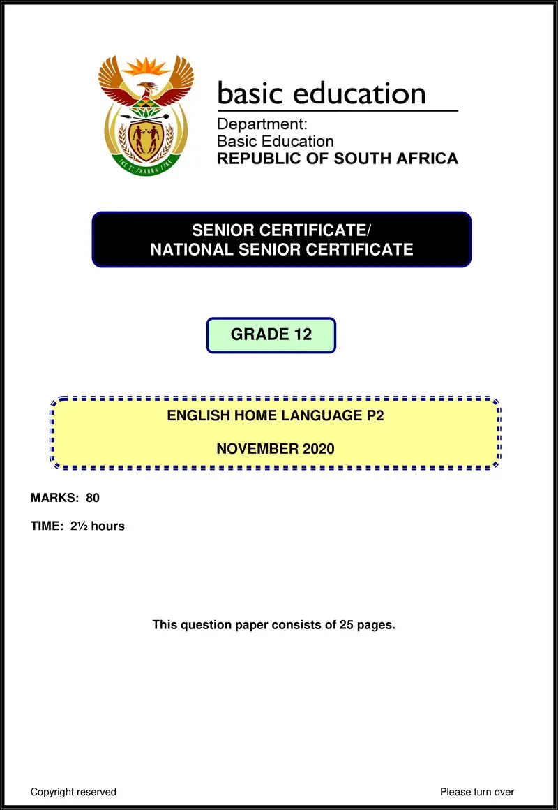 English Hl P2 Nov 2020 Gr12