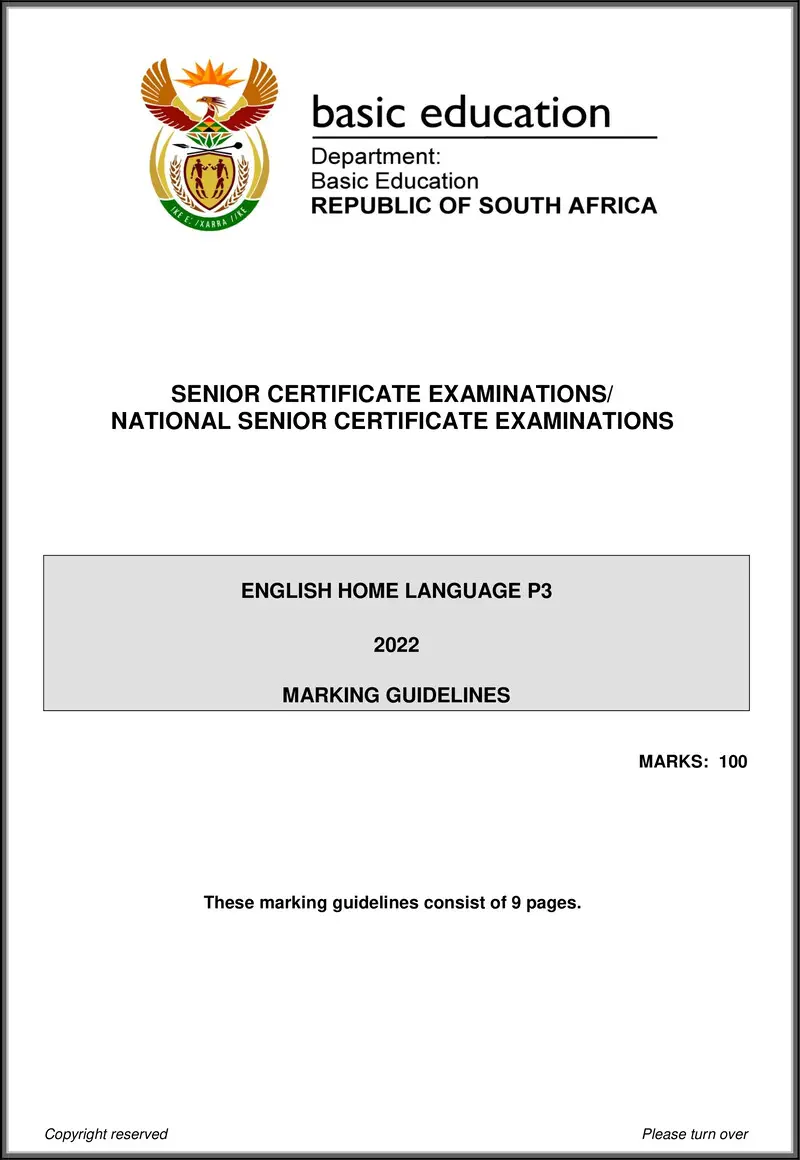 English Hl P3 May June 2022 Mg Gr12