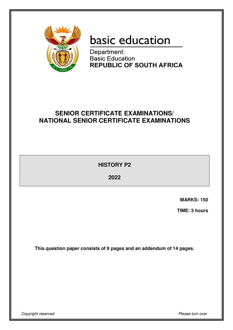 Grade 12 History past paper 2022 – history p2 may june 2022 eng gr12