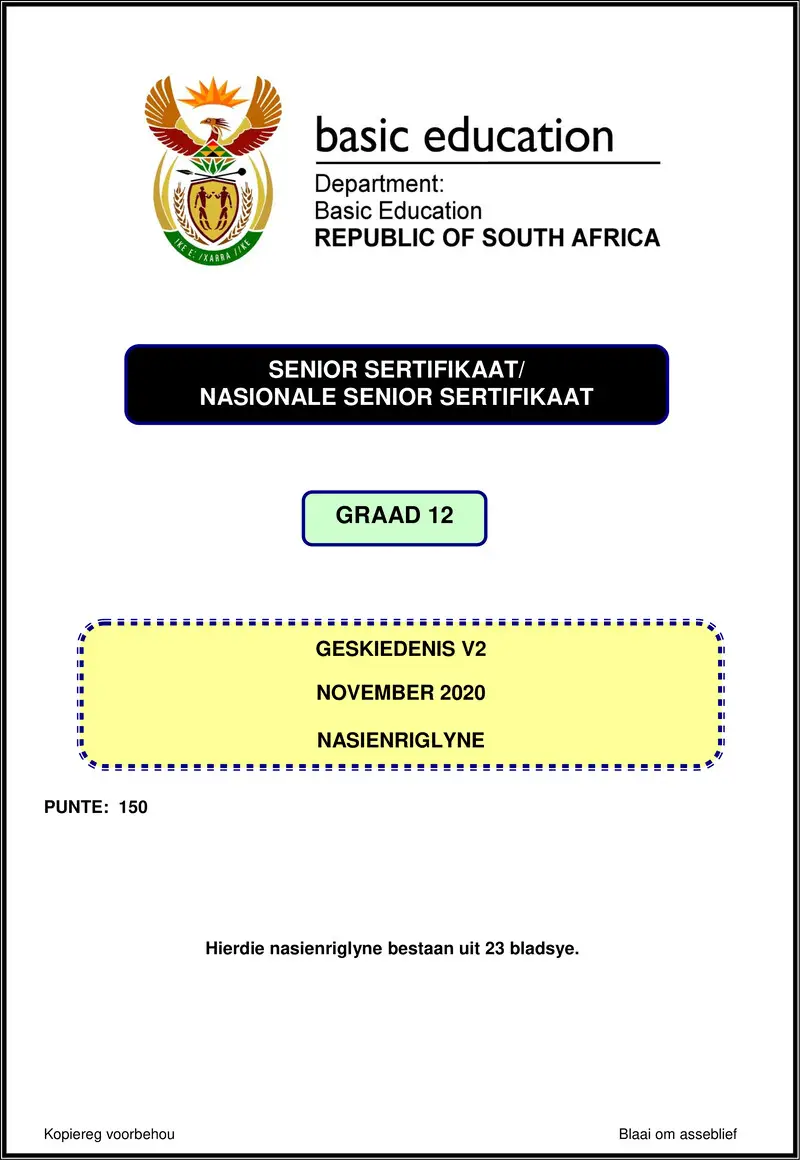 History P2 Nov 2020 Memo Afr Gr12