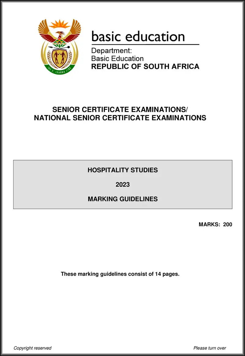 Hospitality Studies May June 2023 Mg Eng Gr12