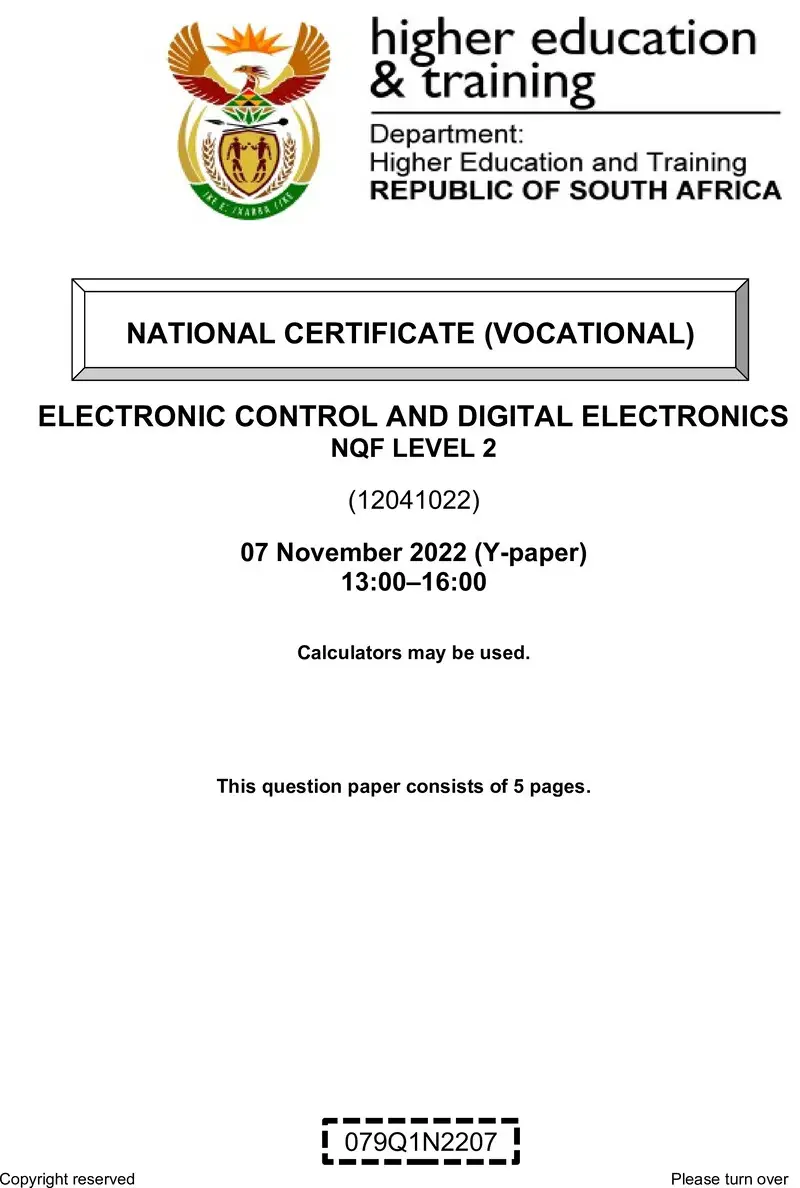 Nc960 Electronic Control And Digital Electronics L2 QP Nov 2022 Pretorius