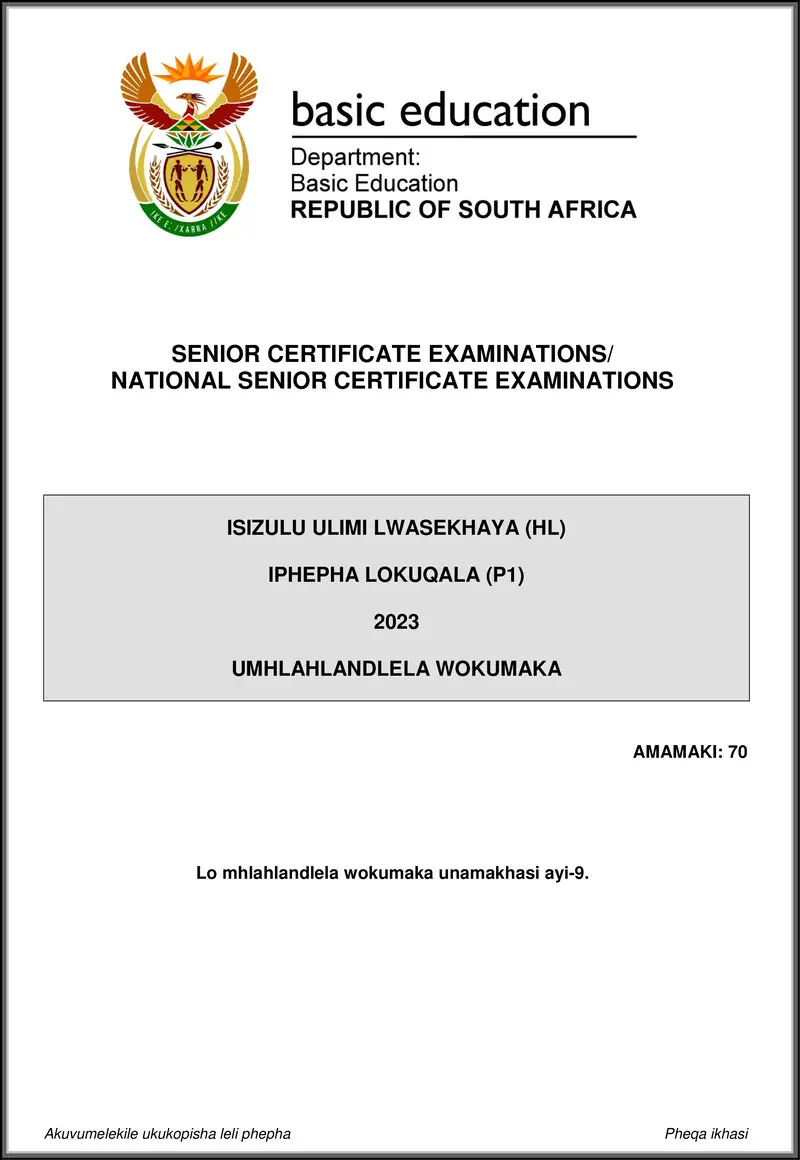 Grade 12 isiZulu past paper 2023 – isizulu hl p1 may june 2023 mg gr12