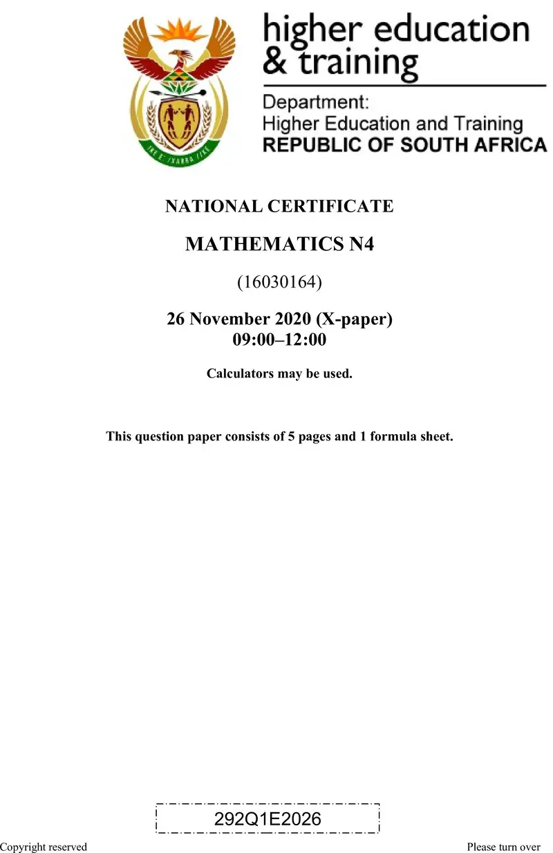 T1030 Mathematics N4 QP Aug 2020