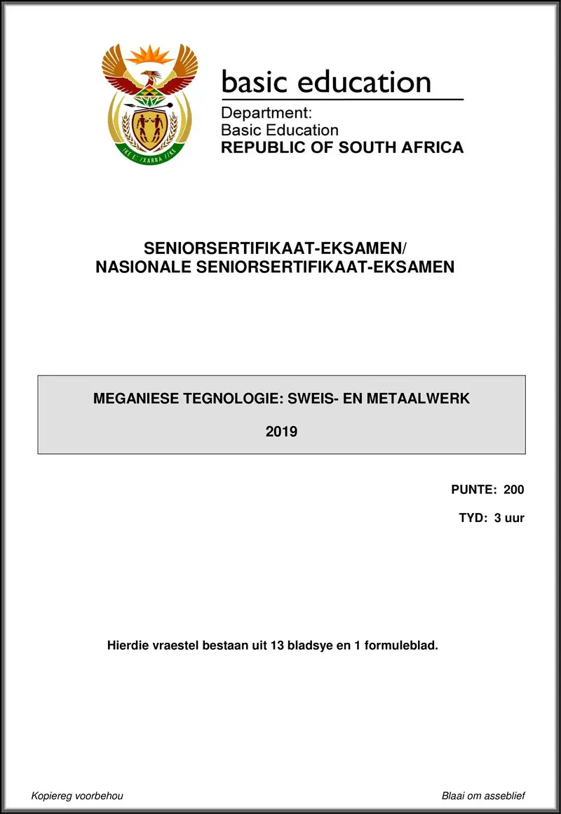 Mechanical Technology May June 2019 Welding Metalwork Afr Gr12