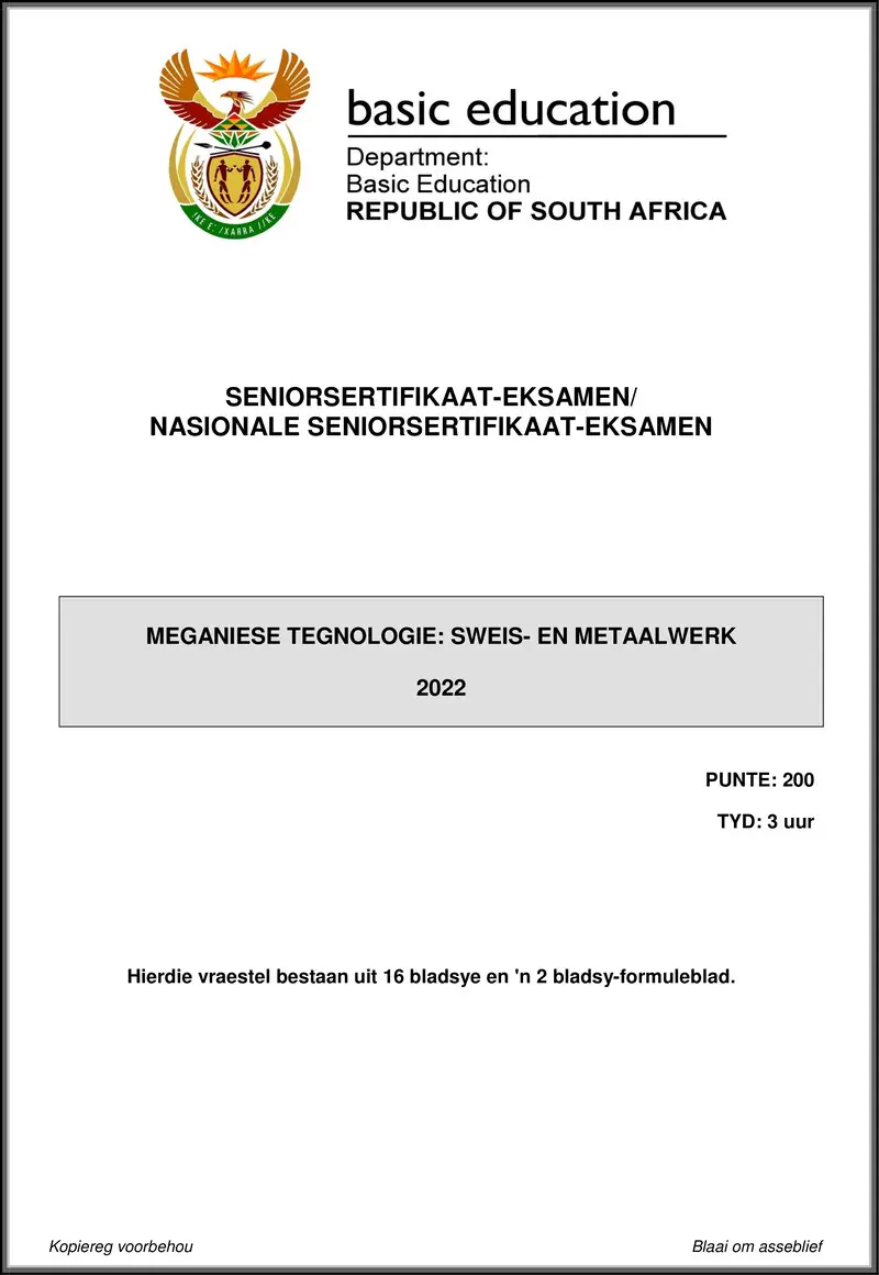 Mechanical Technology May June 2022 Welding Metalwork Afr Gr12