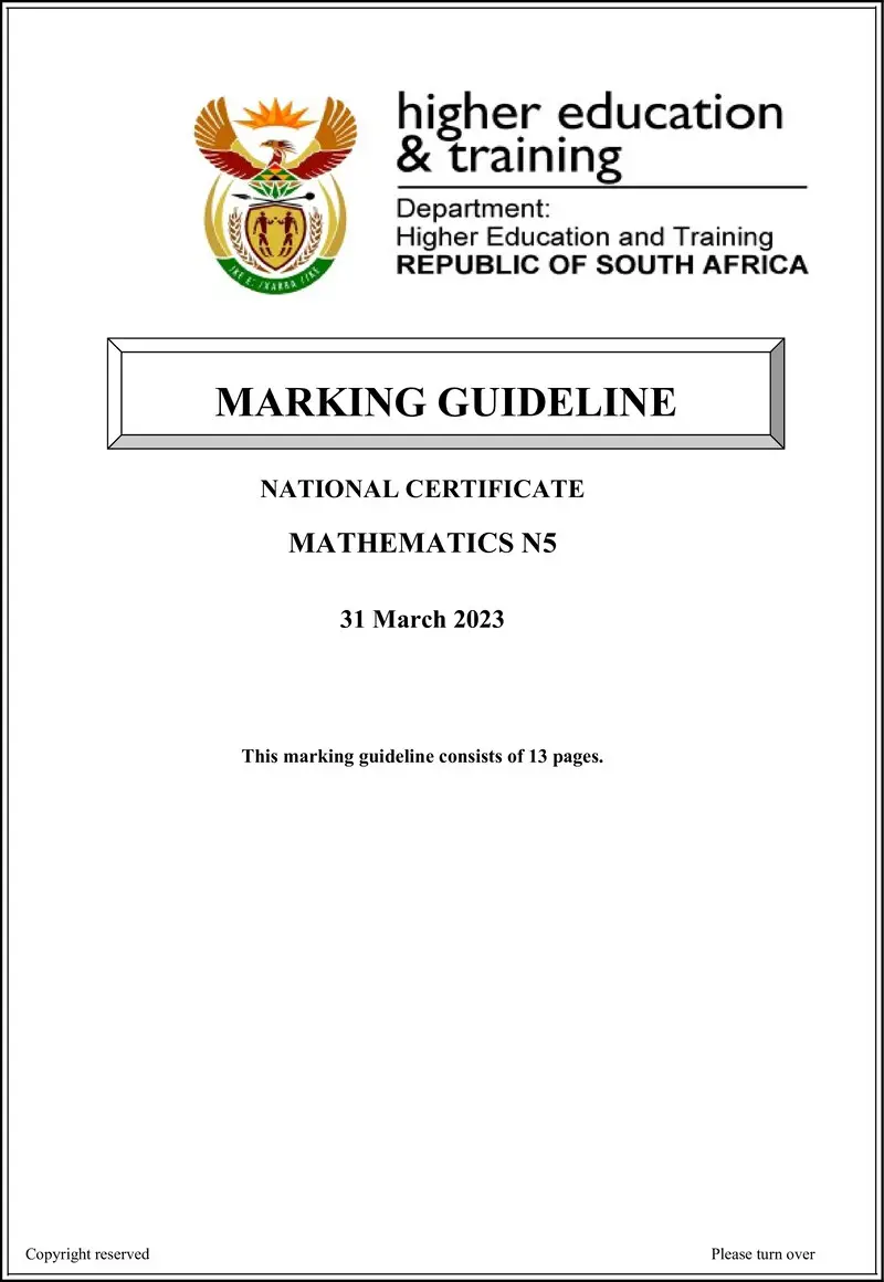 T1030 Mathematics N5 MEMO April 2023 Edited preview