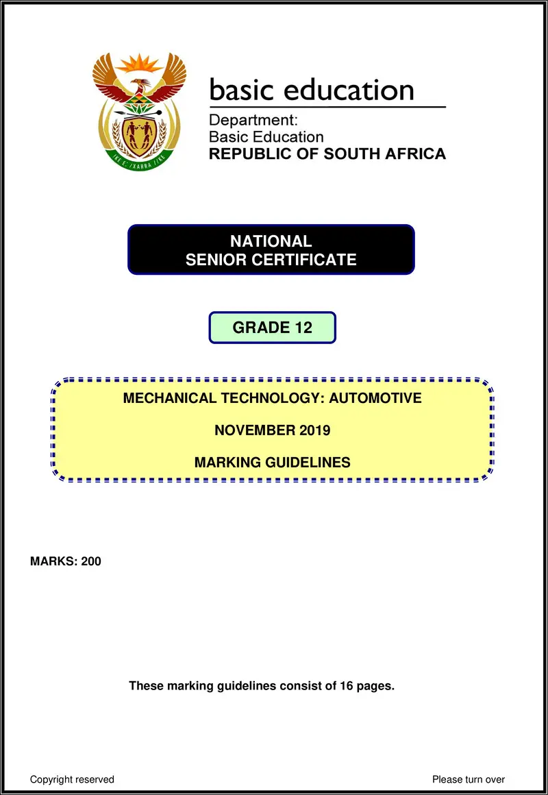 Mechanical Technology Nov 2019 Automotive Memo Eng Gr12