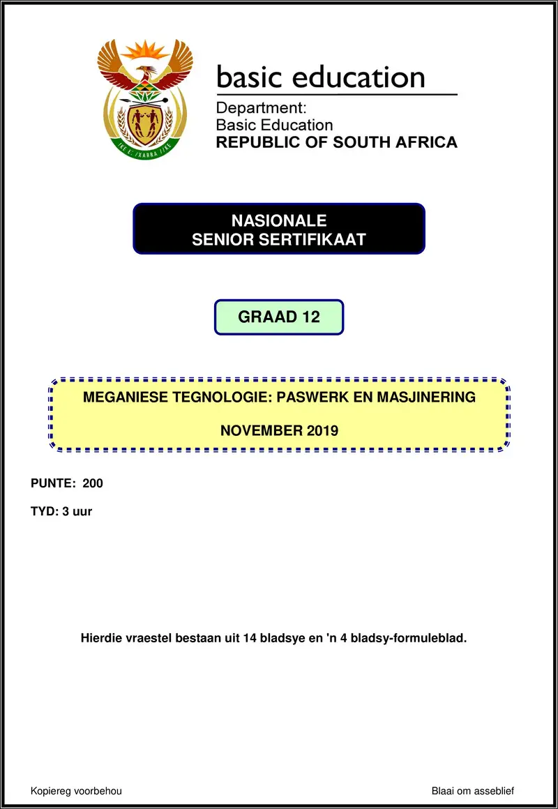 Mechanical Technology Nov 2019 Fitting Machining Afr Gr12