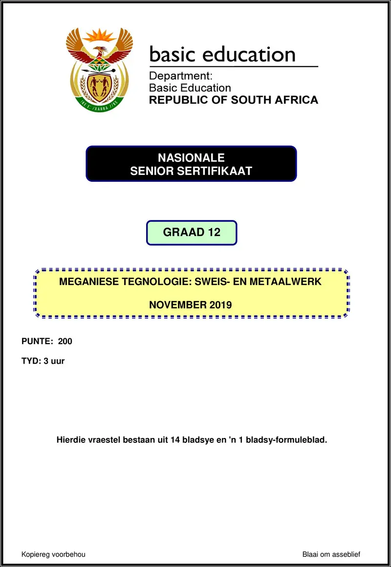 Mechanical Technology Nov 2019 Welding Afr Gr12
