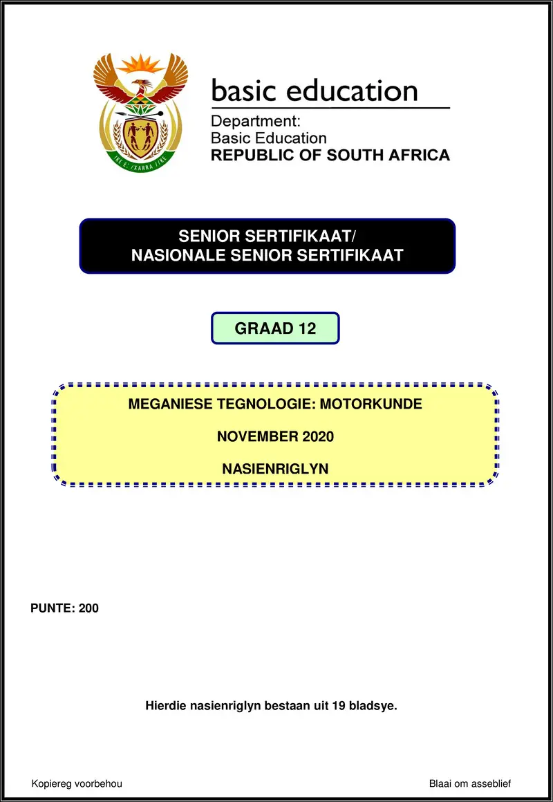 Mechanical Technology Nov 2020 Automotive Memo Afr Gr12