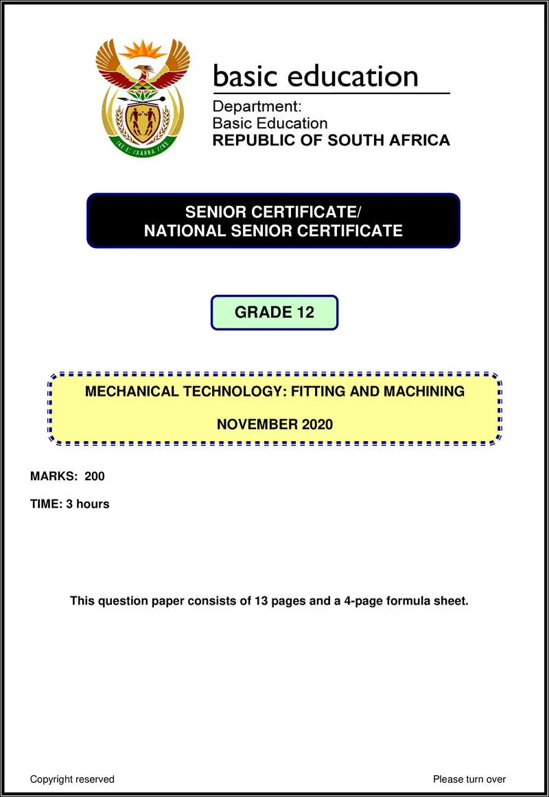 Mechanical Technology Nov 2020 Fitting Machining Eng Gr12