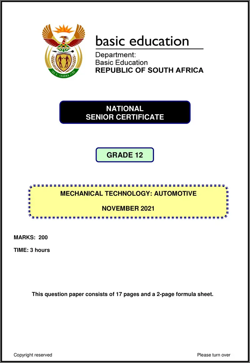 Mechanical Technology Nov 2021 Automotive Eng Gr12