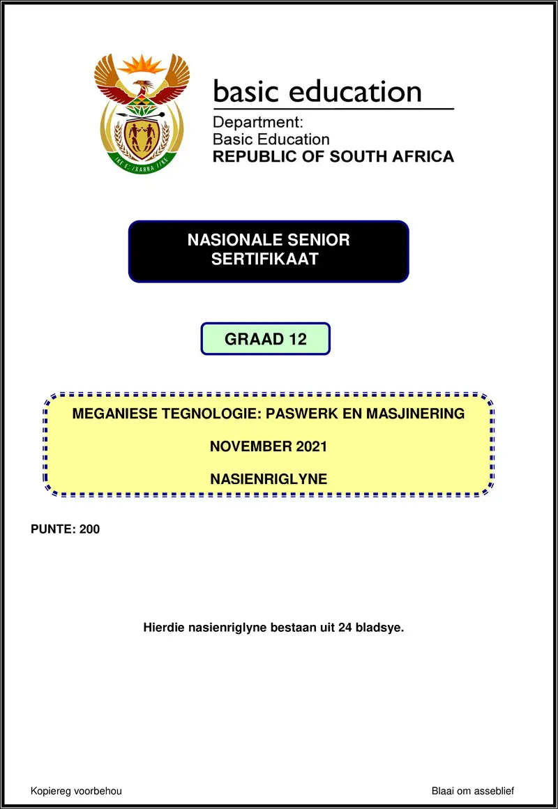 Mechanical Technology Nov 2021 Fitting Machining Mg Afr Gr12