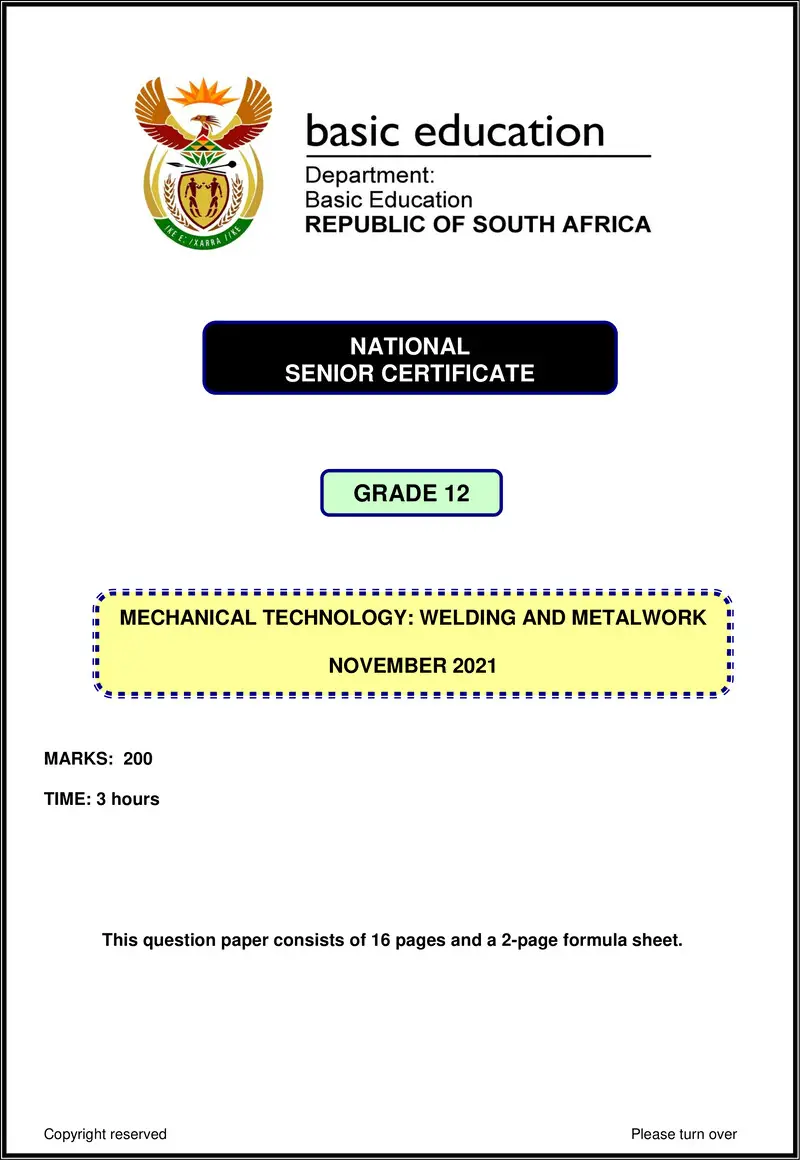 Mechanical Technology Nov 2021 Welding Metalwork Eng Gr12