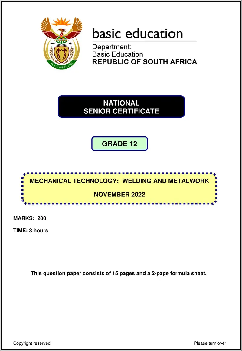 Mechanical Technology Nov 2022 Welding Metalwork Eng Gr12